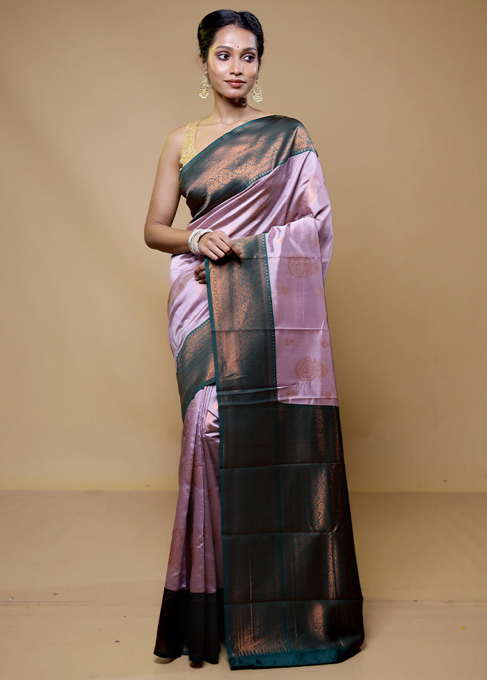 Pink Kanjivaram Silk Saree With Blouse Piece