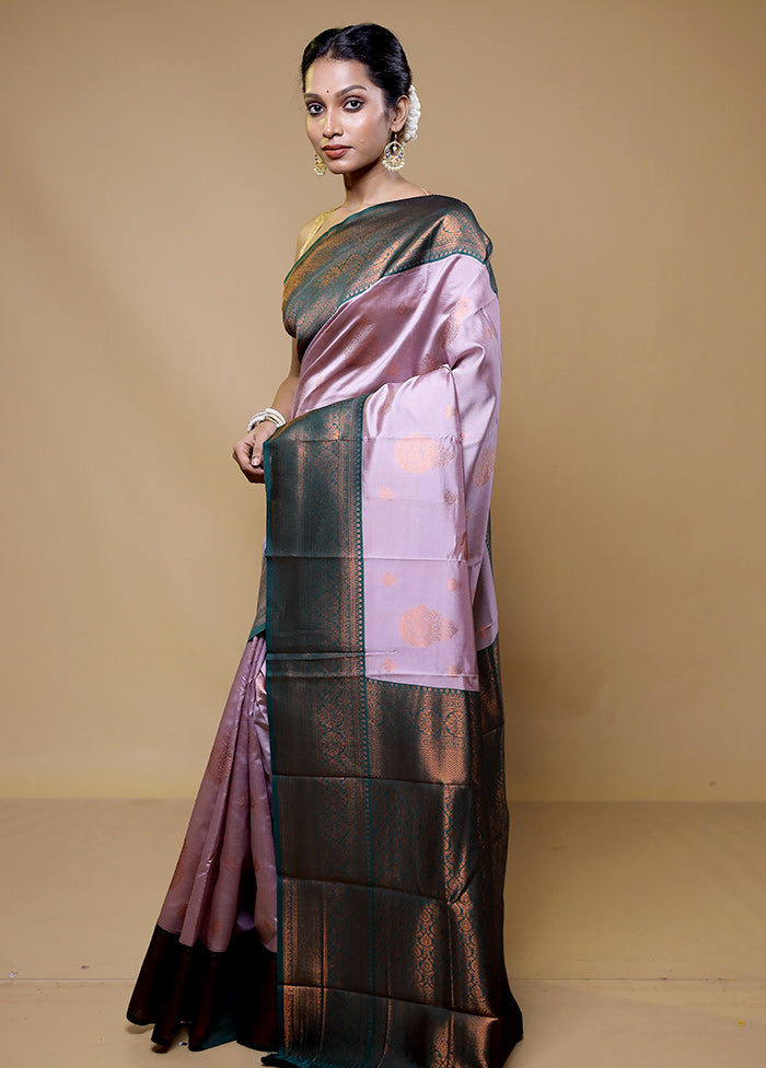 Pink Kanjivaram Silk Saree With Blouse Piece