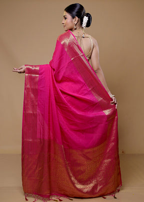 Pink Dupion Silk Saree With Blouse Piece