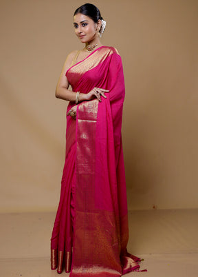 Pink Dupion Silk Saree With Blouse Piece