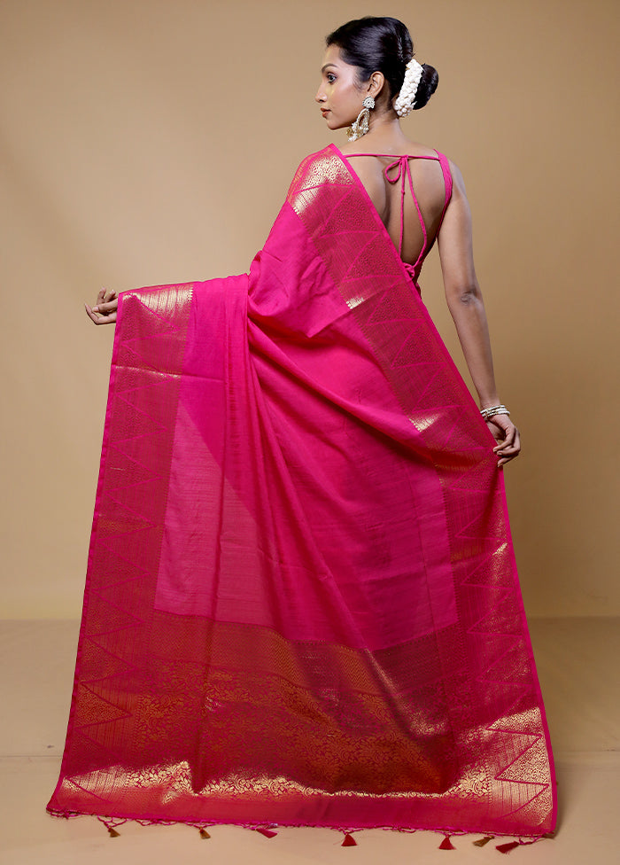 Pink Dupion Silk Saree With Blouse Piece