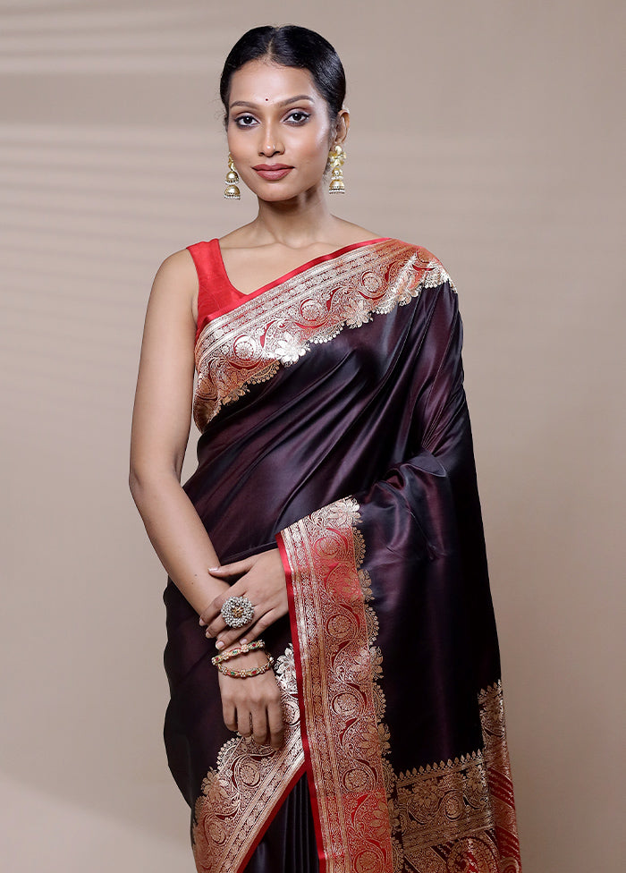 Purple Banarasi Silk Saree With Blouse Piece