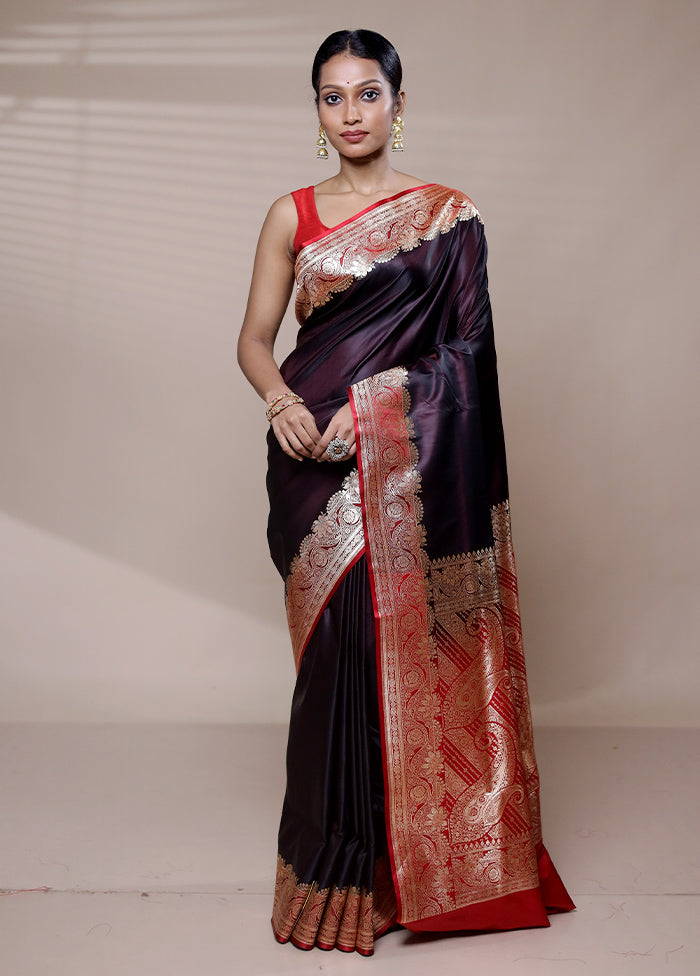 Purple Banarasi Silk Saree With Blouse Piece