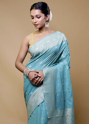 Blue Georgette Saree With Blouse Piece