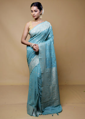 Blue Georgette Saree With Blouse Piece