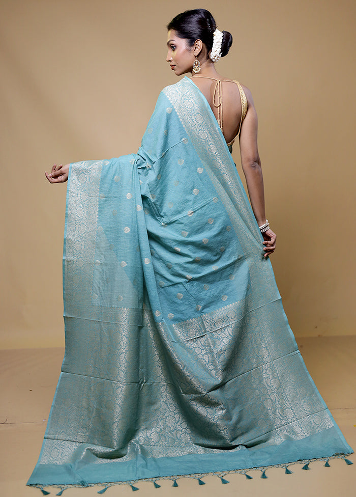 Blue Georgette Saree With Blouse Piece