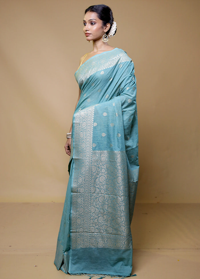 Blue Georgette Saree With Blouse Piece