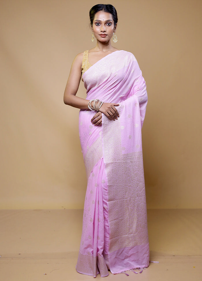 Pink Georgette Saree With Blouse Piece