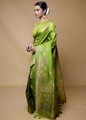 Green Tissue Silk Saree With Blouse Piece