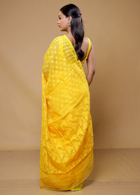 Yellow Tant Jamdani Saree Without Blouse Piece