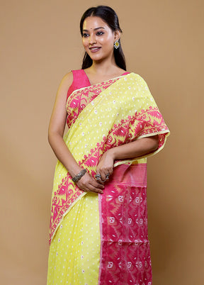 Yellow Tant Jamdani Saree Without Blouse Piece