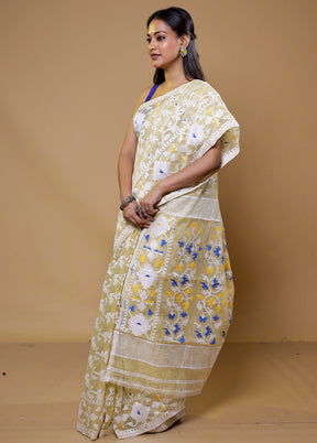 Yellow Tant Jamdani Saree Without Blouse Piece