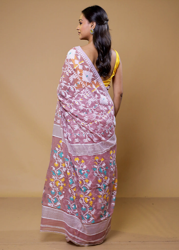 Pink Tant Jamdani Saree Without Blouse Piece