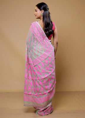 Grey Tant Jamdani Saree Without Blouse Piece