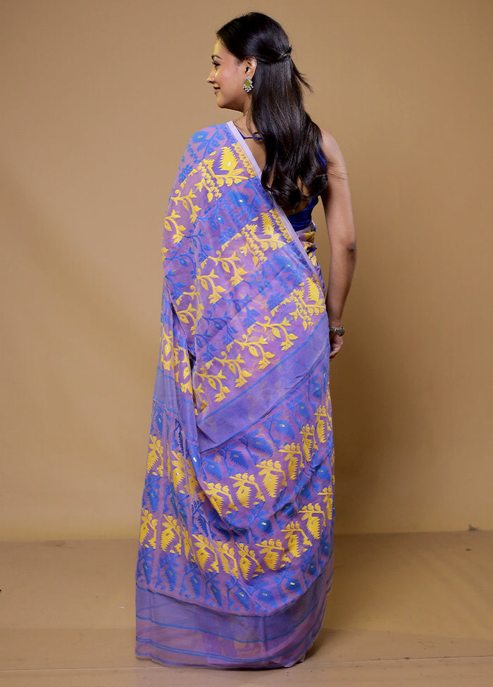 Purple Tant Jamdani Saree Without Blouse Piece