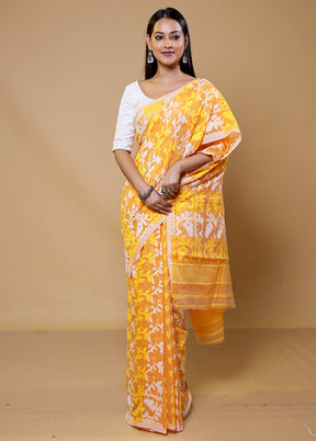 Yellow Tant Jamdani Saree Without Blouse Piece