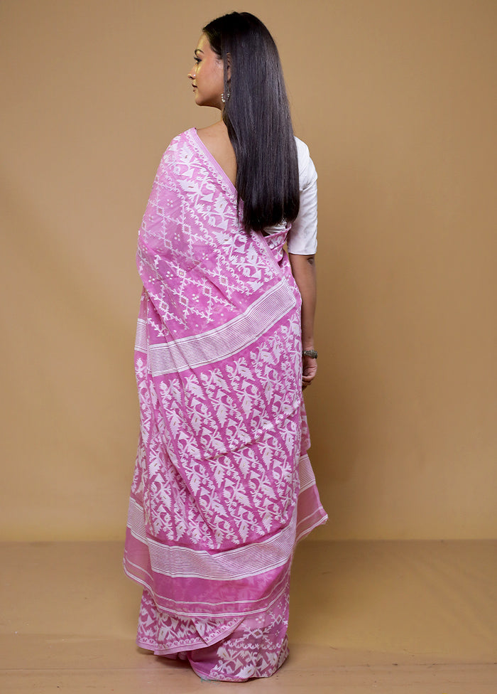 Purple Tant Jamdani Saree Without Blouse Piece