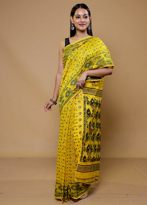 Yellow Tant Jamdani Saree Without Blouse Piece