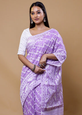 Purple Tant Jamdani Saree Without Blouse Piece