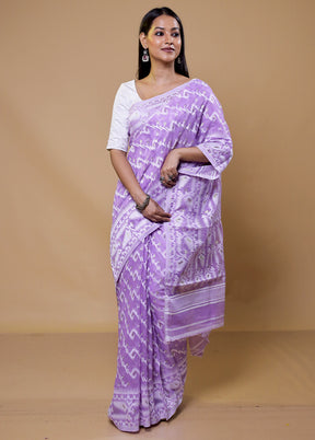 Purple Tant Jamdani Saree Without Blouse Piece