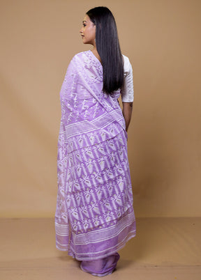 Purple Tant Jamdani Saree Without Blouse Piece