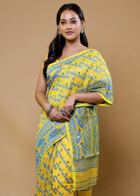 Yellow Tant Jamdani Saree Without Blouse Piece