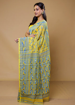 Yellow Tant Jamdani Saree Without Blouse Piece