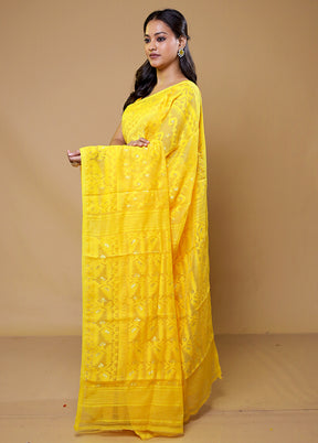 Yellow Tant Jamdani Saree Without Blouse Piece