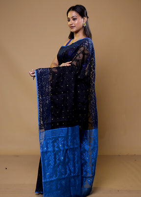 Black Tant Jamdani Saree Without Blouse Piece