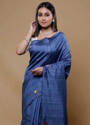 Blue Bishnupuri Stich Saree Without Blouse Piece