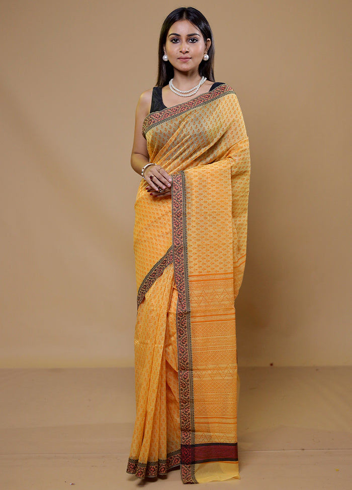 Yellow Kota Cotton Saree With Blouse Piece