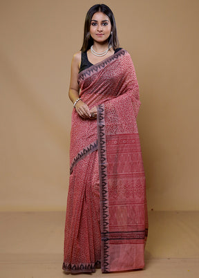 Pink Kota Cotton Saree With Blouse Piece