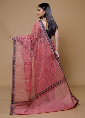 Pink Kota Cotton Saree With Blouse Piece