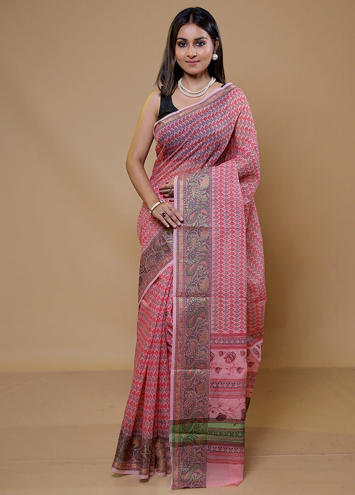 Pink Kota Cotton Saree With Blouse Piece