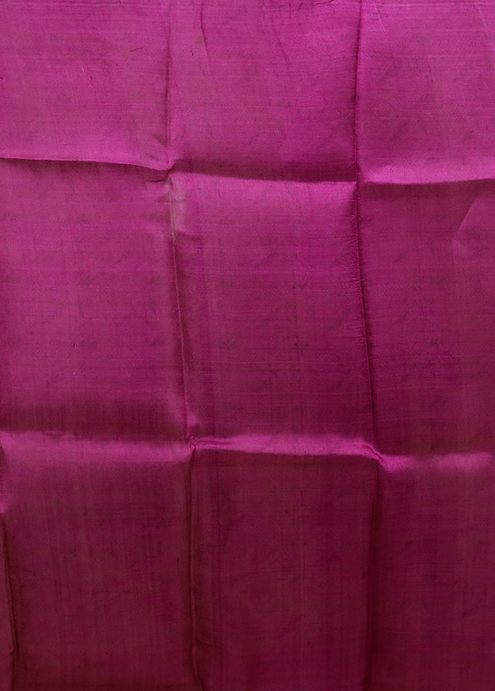 Purple Printed Pure Silk Saree Without Blouse Piece