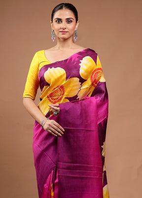 Pink Printed Pure Silk Saree Without Blouse Piece