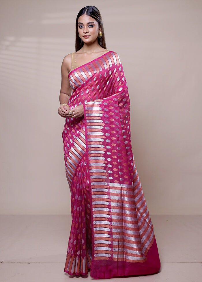 Pink Organza Saree With Blouse Piece