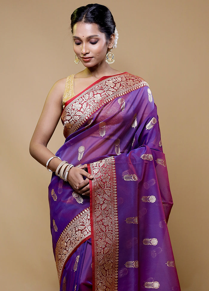 Purple Organza Saree With Blouse Piece