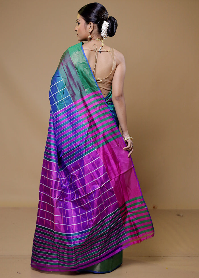 Green Kalakshetra Kanjivaram Silk Saree With Blouse Piece