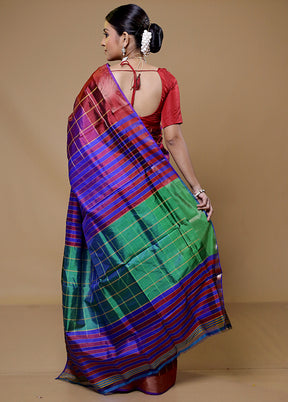 Maroon Kalakshetra Kanjivaram Silk Saree With Blouse Piece