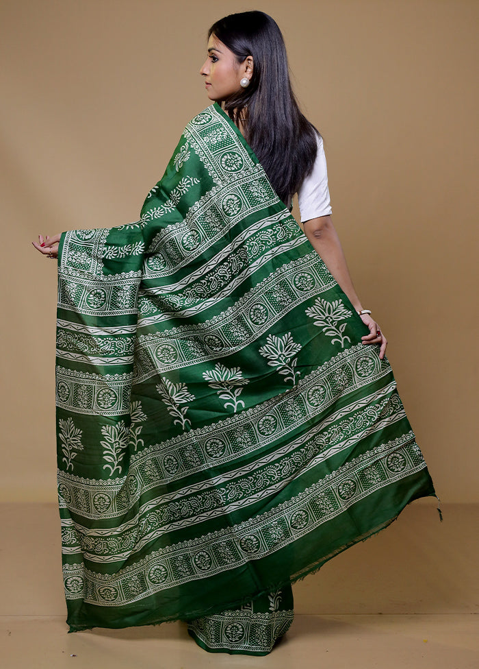 Green Pure Bishnupuri Silk Saree Without Blouse Piece