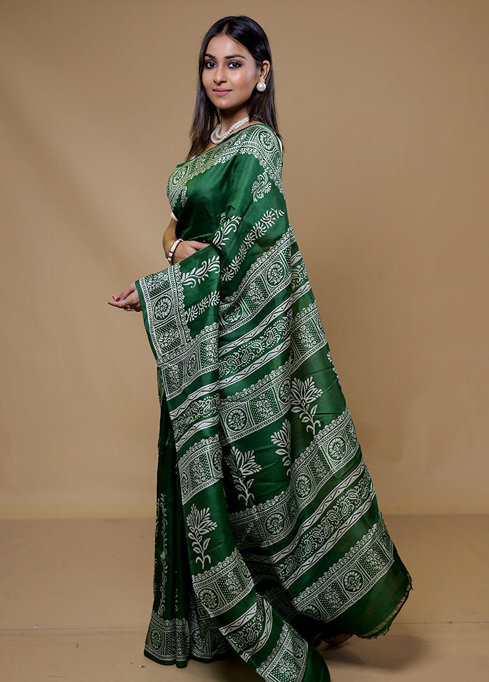 Green Pure Bishnupuri Silk Saree Without Blouse Piece