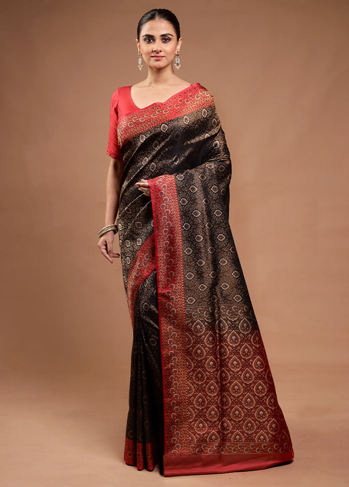 Brown Handloom Jamewar Pure Silk Saree With Blouse Piece