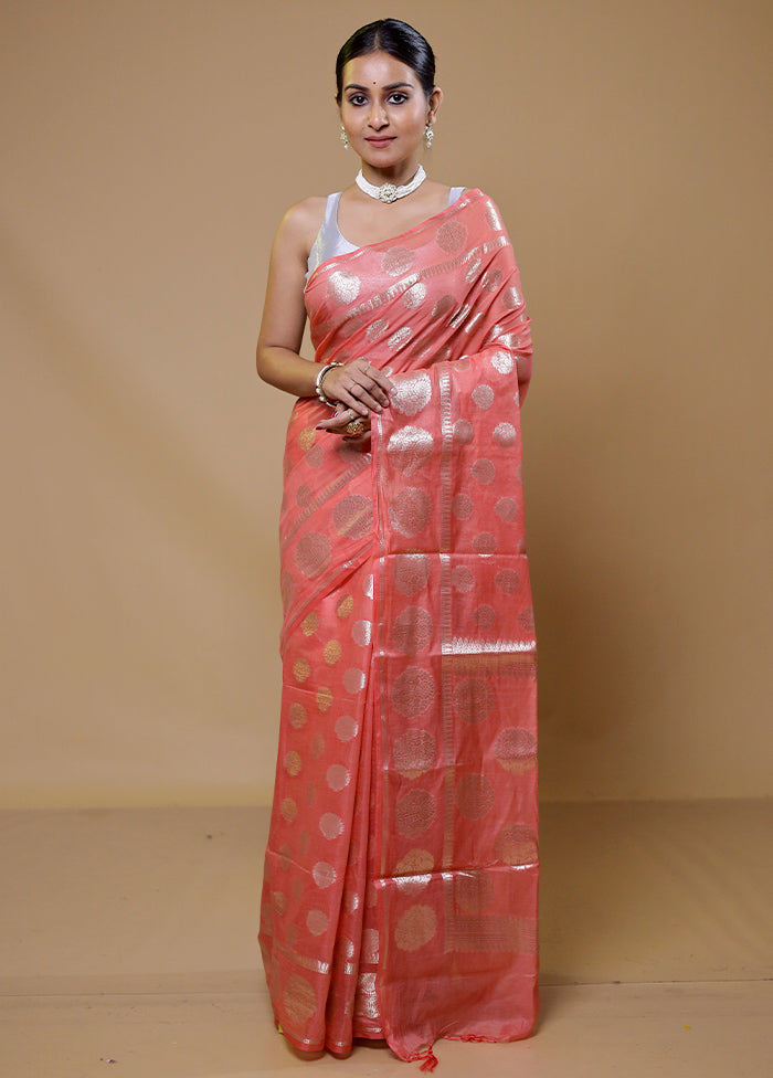 Pink Cotton Saree With Blouse Piece