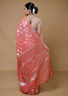 Pink Cotton Saree With Blouse Piece