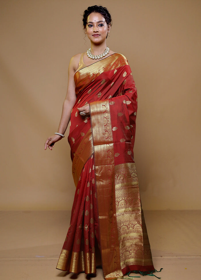 Red Kanjivaram Silk Saree With Blouse Piece