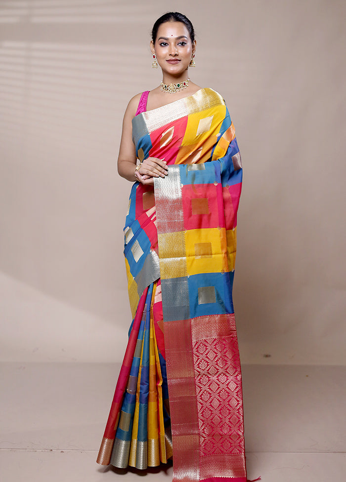 Cream Kanjivaram Silk Saree With Blouse Piece