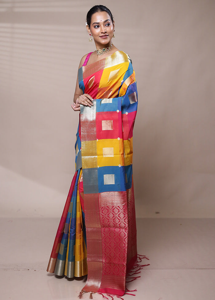 Cream Kanjivaram Silk Saree With Blouse Piece