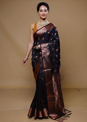 Blue Kanjivaram Silk Saree With Blouse Piece