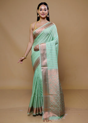 Green Kanjivaram Silk Saree With Blouse Piece